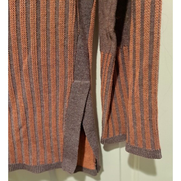 Smartwool Woman's Size L Orange/Gray V-Neck Long Sleeve Sweater Ribbed Stretch - Picture 3 of 11